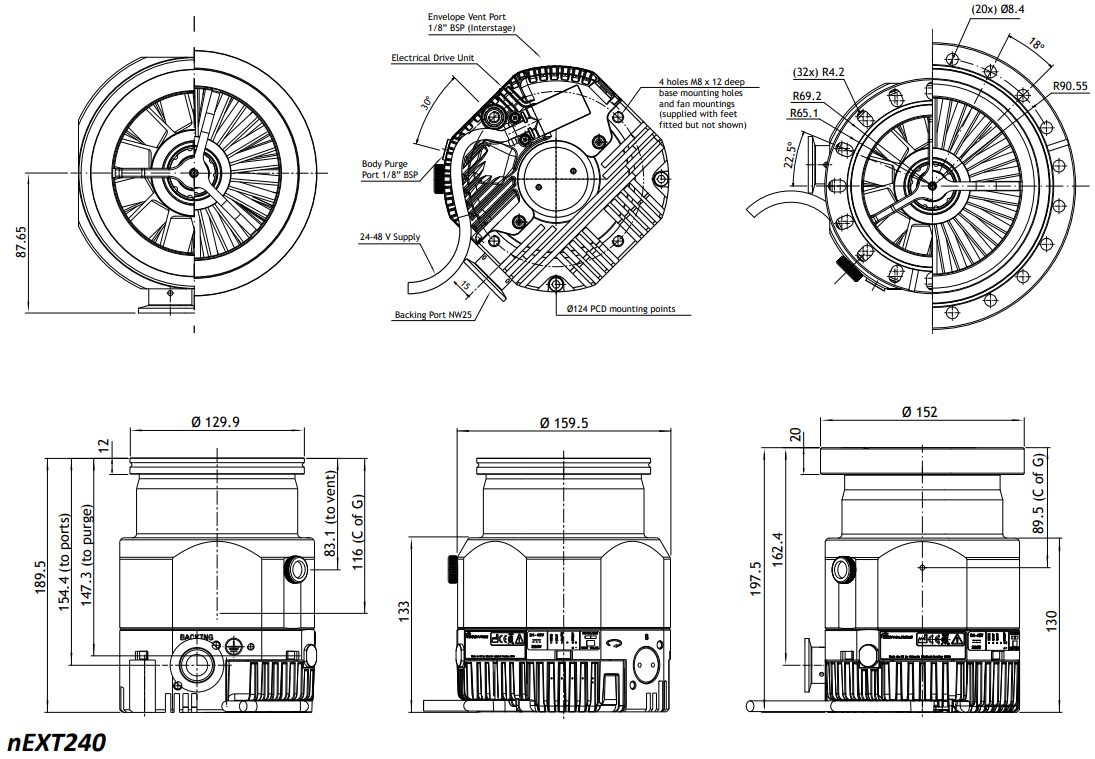 Edwards nEXT240D next 240d next-240d Dimensions, b81200101